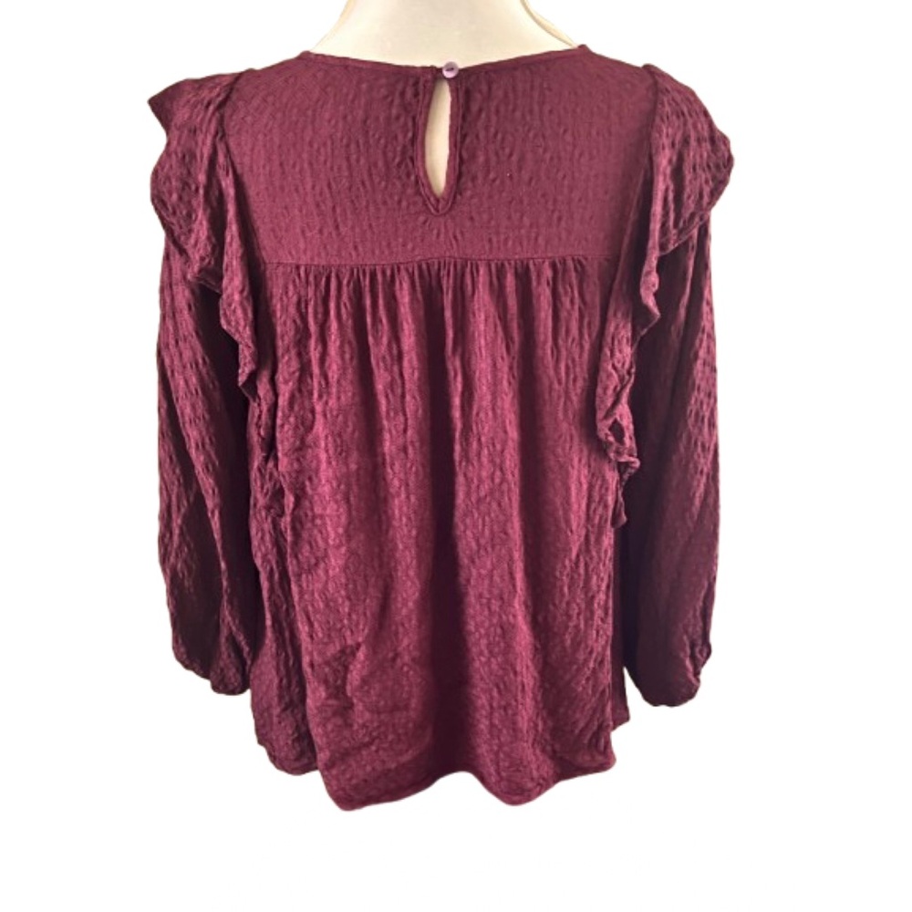 Universal Thread Cranberry Flutter Sleeve Blouse … - image 8